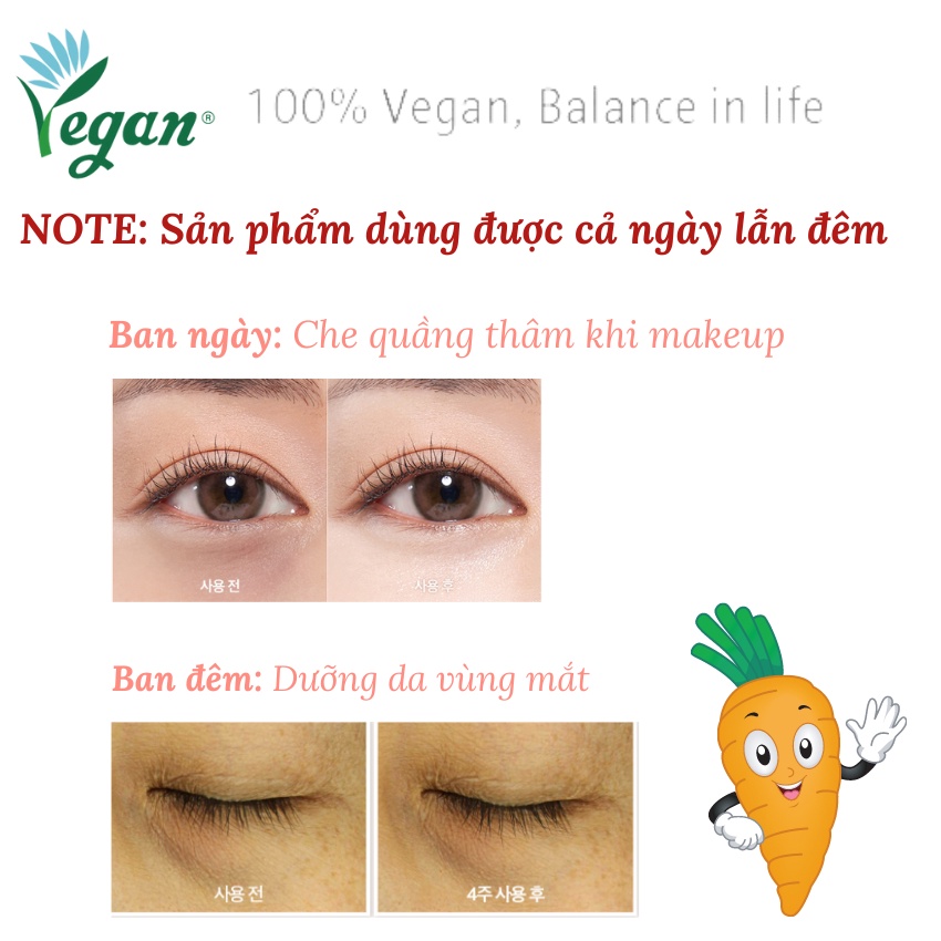 Kem Cà Rốt Thuần Chay Dưỡng Quầng Thâm Che Khuyết Điểm Rootsrecipe Carrot Eye Cream 30ml - KOBE YOUNG