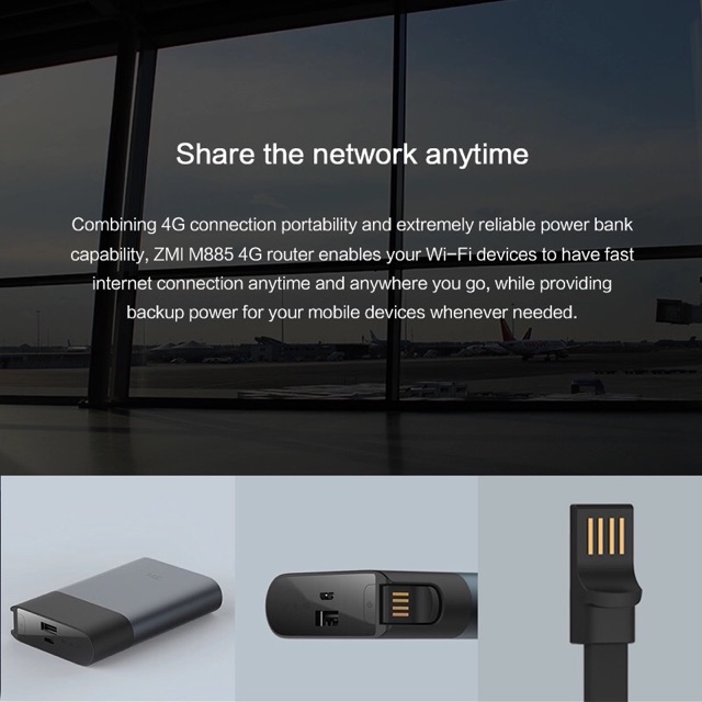Pin dự phòng ZMI MF885 10000 mAh kiêm phát WiFi từ SIM 4G | BigBuy360 - bigbuy360.vn