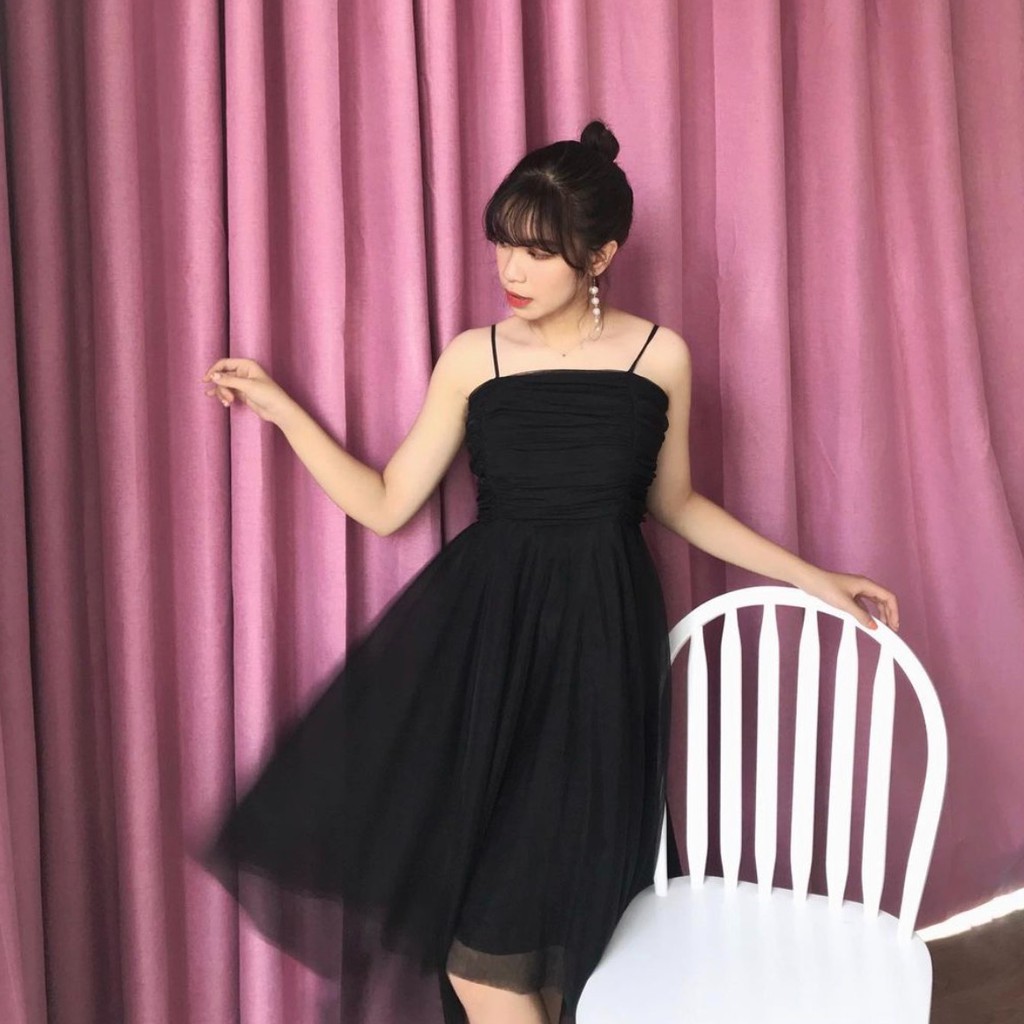 Đầm Nữ Hai Dây Maiden dress Thiết Kế Dây Rúm CaoCaobycaochen 2 Màu Đen Trắng Có Bigsize