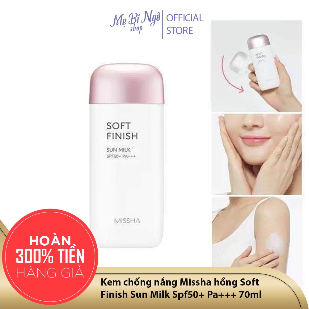 Kem chống nắng Missha hồng Soft Finish Sun Milk Spf50+ Pa+++ 70ml