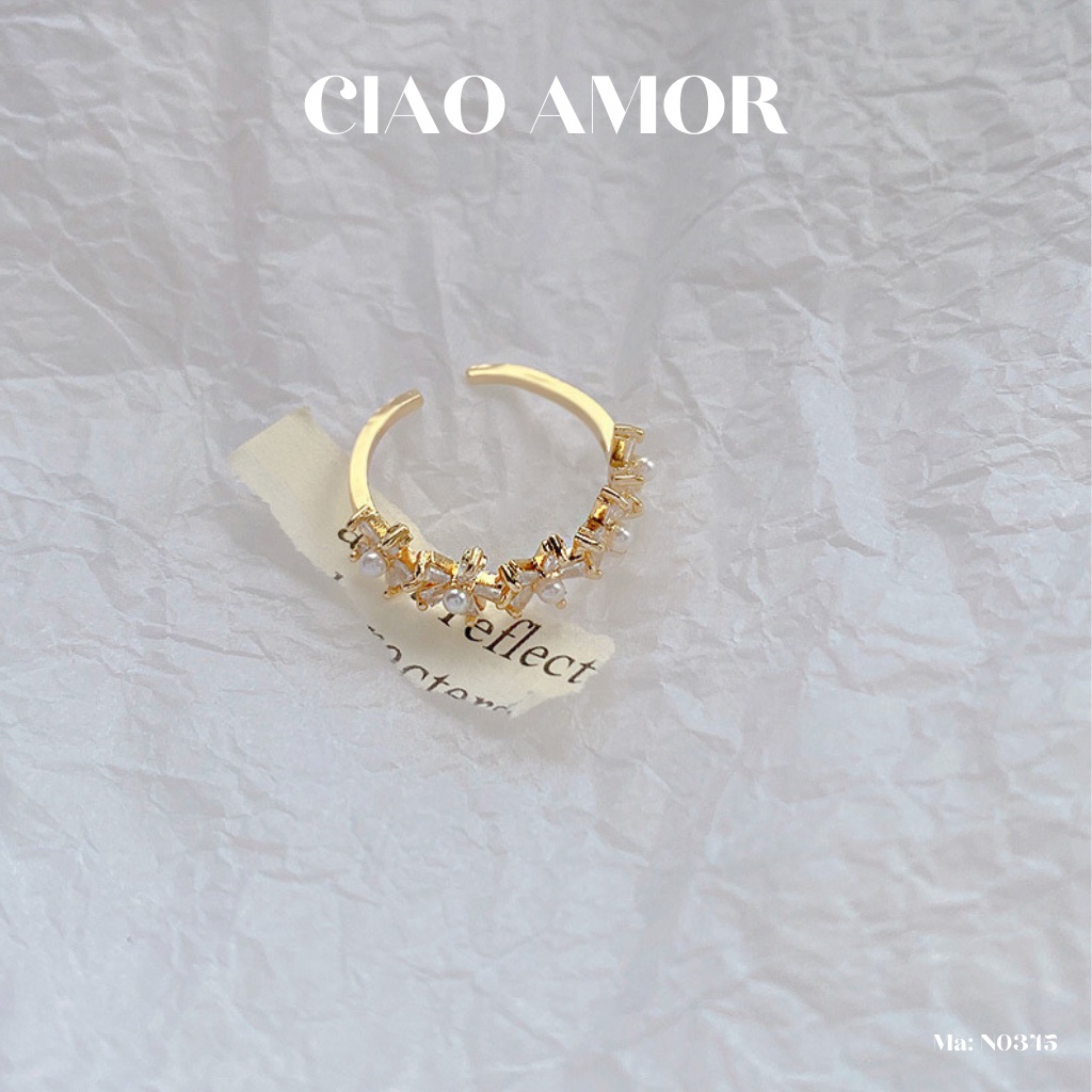 Nhẫn nữ, Nhẫn đính hoa trắng vòng dễ thương Trang sức Ciao Amor - N0345