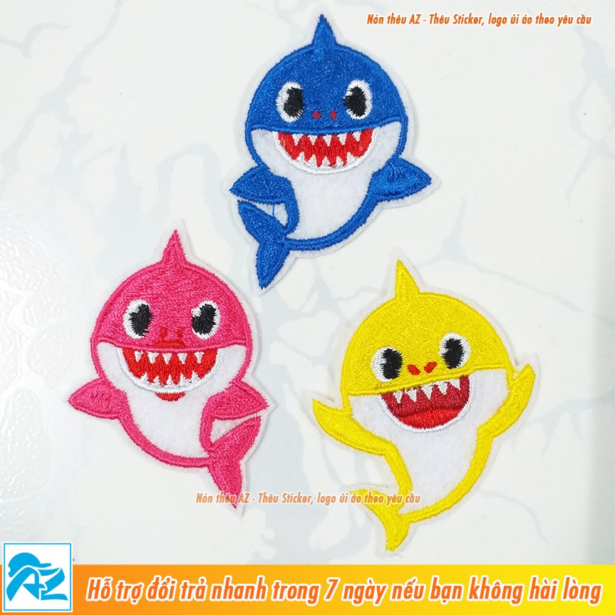 Sticker ủi thêu hình cá mập baby shark - Patch vải ủi áo thun balo S148