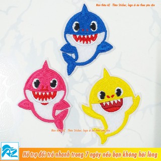 Sticker ủi thêu hình cá mập baby shark - Patch vải ủi áo thun balo S148