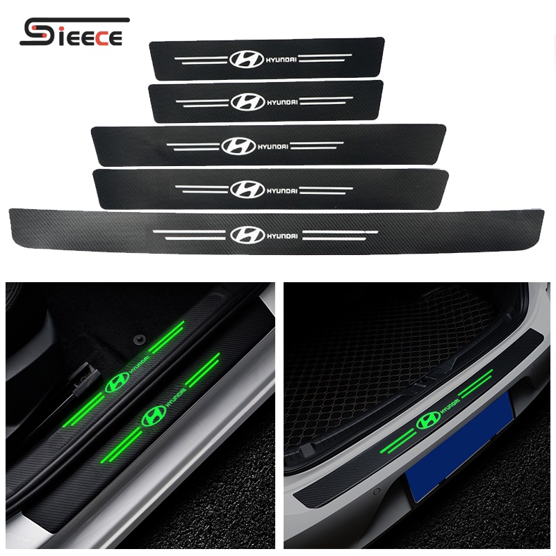 Sieece DáN CửA Ô Tô Sáng Sợi Carbon NẹP ChốNg XưỚC Ô Tô Miếng Dán Bảo Vệ Viền Cửa Xe Hơi Dán Cốp Ô Tô Miếng Dán Xe Phụ KiệN Ô Tô Cho Hyundai Grand Starex Avante Accent I10 Santa Fe Kona Venue Tucson Sonata Ioniq Creta I20 SantaFe Elantra
