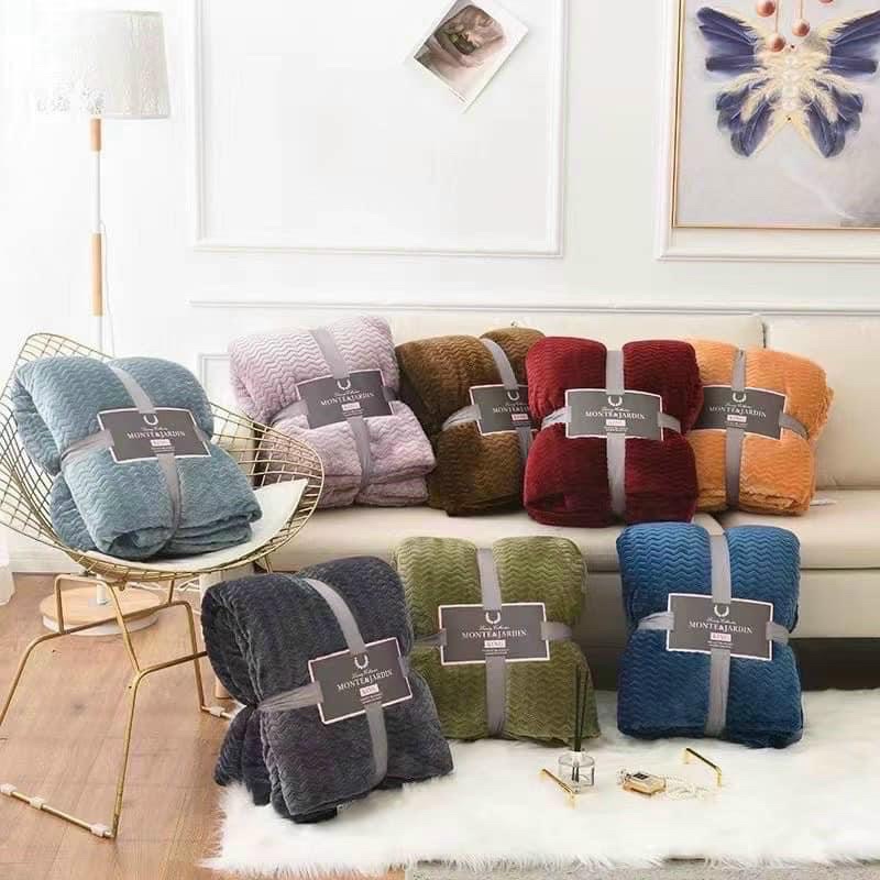 CHĂN LÔNG CỪU SÓNG MONTE&amp;JARDIN- King( chăn có khoá có thể lồng ruột)