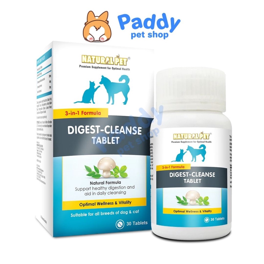 Viên Hỗ Trợ Tiêu Hóa, Thải Độc Ruột Cho Chó Mèo Natural Pet Digest Clease (Hộp 30 viên)