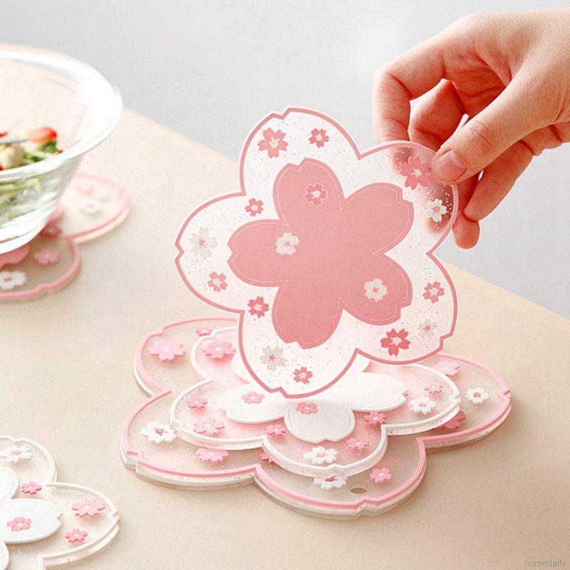 Tấm Lót Cốc Chống Trượt Thiết Kế Hoa Anh Đào Ngọt Ngào Xinh Xắn