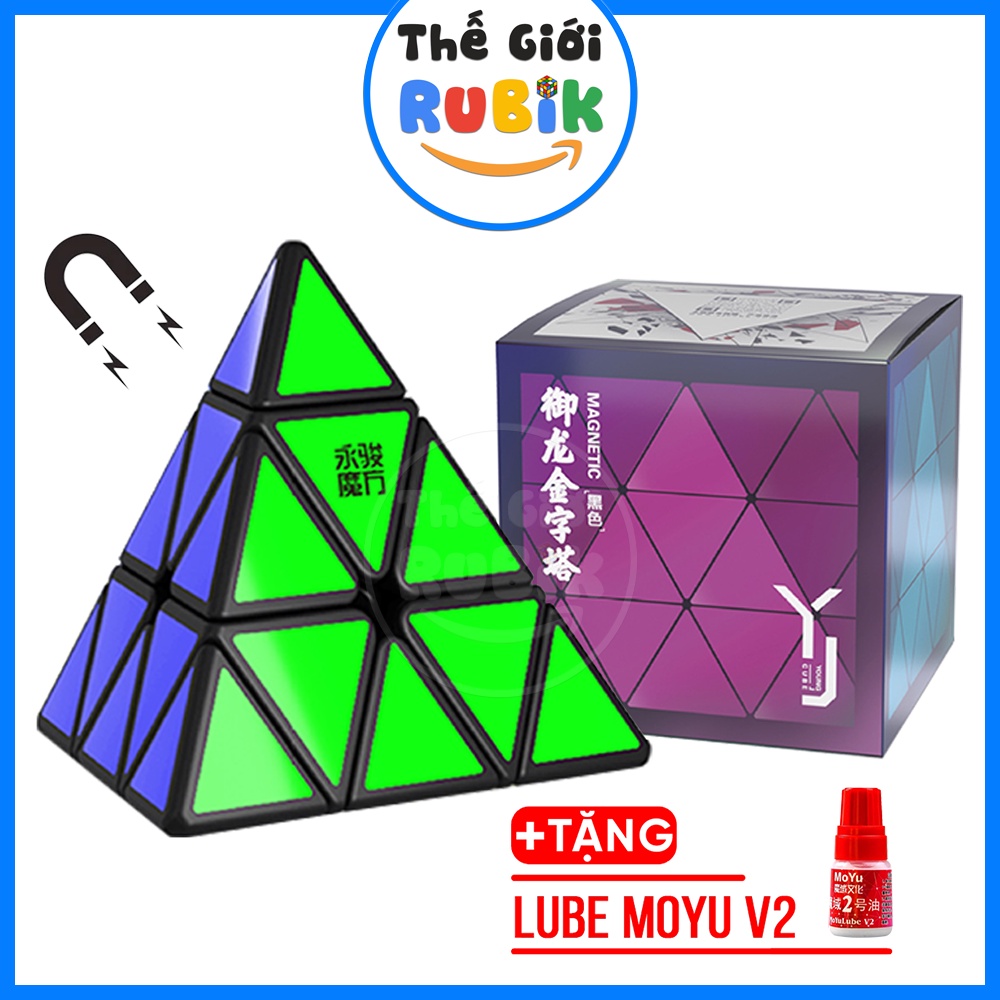 Rubik Tam Giác YongJun YuLong Pyraminx V2M 3x3 Viền Đen Có Nam Châm Tặng MoYu Lube V2 | Thế Giới Rubik