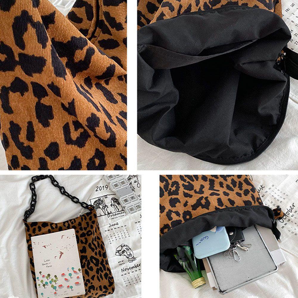 Túi Tote DAPHS Cỡ Lớn Mềm Mại In Họa Tiết Da Báo