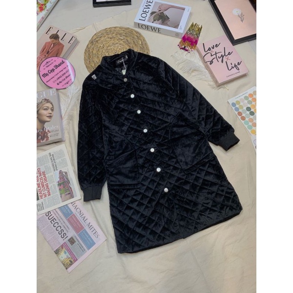 Áo phao nhung dáng dài, phao nhung đại hàn