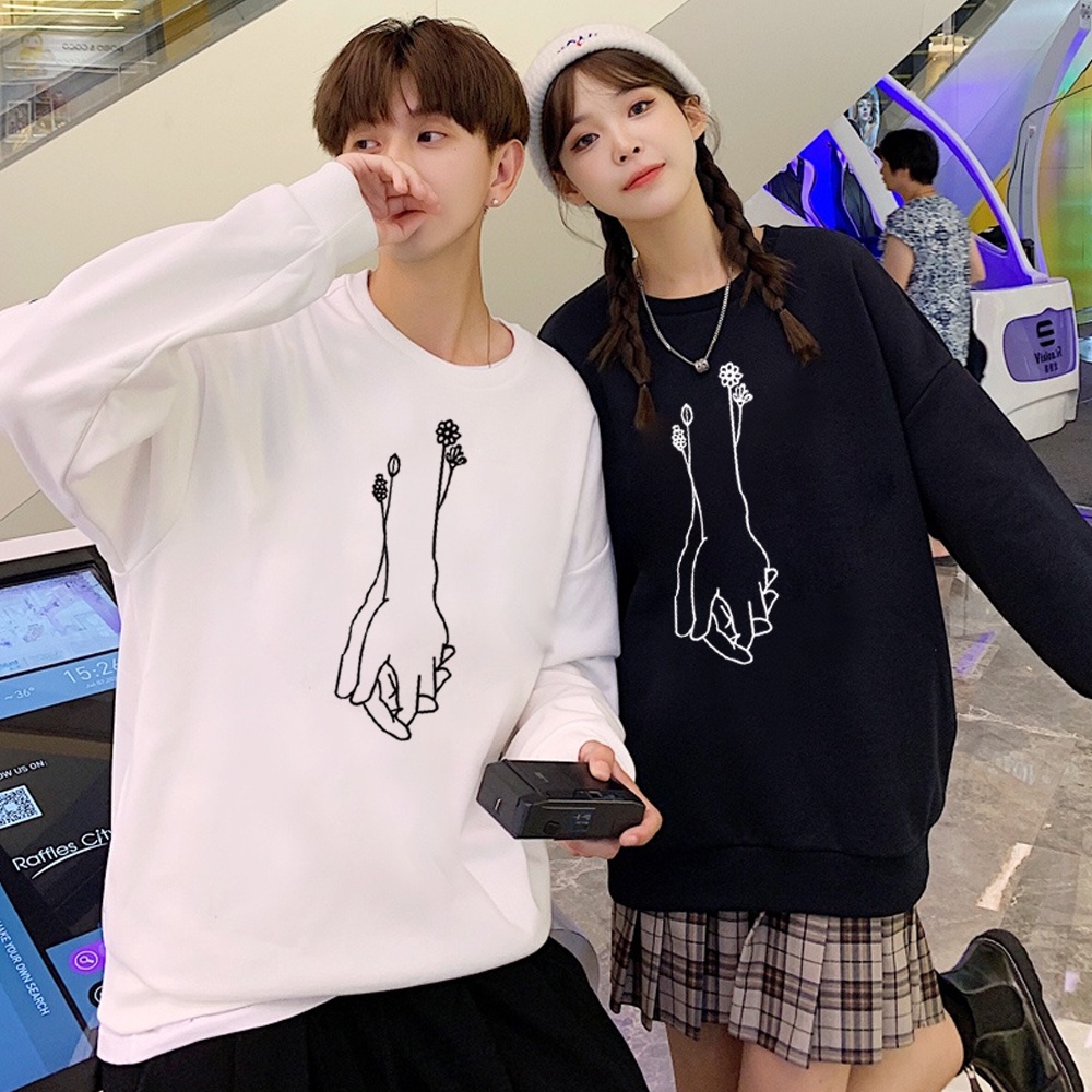 Áo nỉ nam nữ sweter , chất nỉ bông ấm in hình bàn tay tình yêu