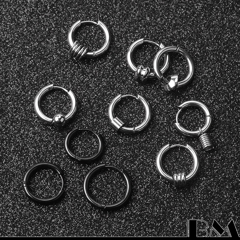 Khuyên Tai Kim Loại Đơn Giản Phong Cách Hip hop Cho Nam Nữ