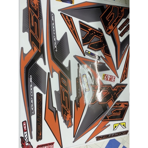 Tem rời exciter 150 chữ ex đen cam xám