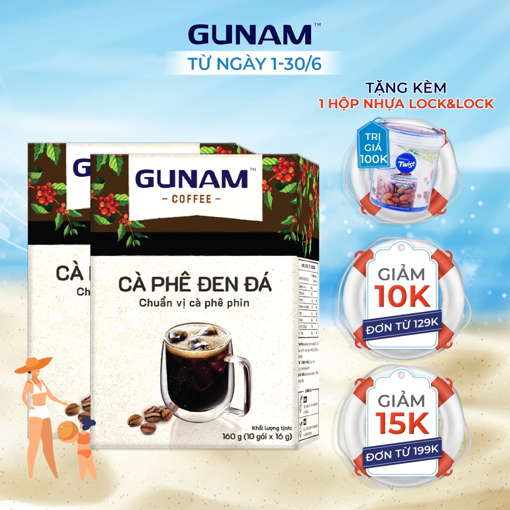 Combo 2 hộp cà phê hòa tan GUNAM cà phê đen đá