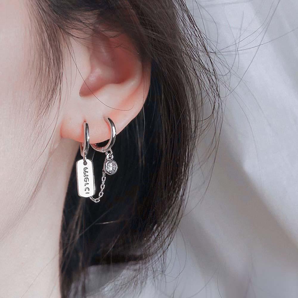 Bông Tai Dáng Dài Mặt Tròn In Chữ VANES1 Thời Trang Hàn Quốc Cho Nữ