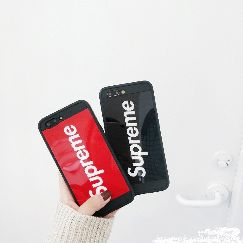 Ốp Supreme đỏ đen cho iPhone ( bán kèm dây đeo giá rẻ )