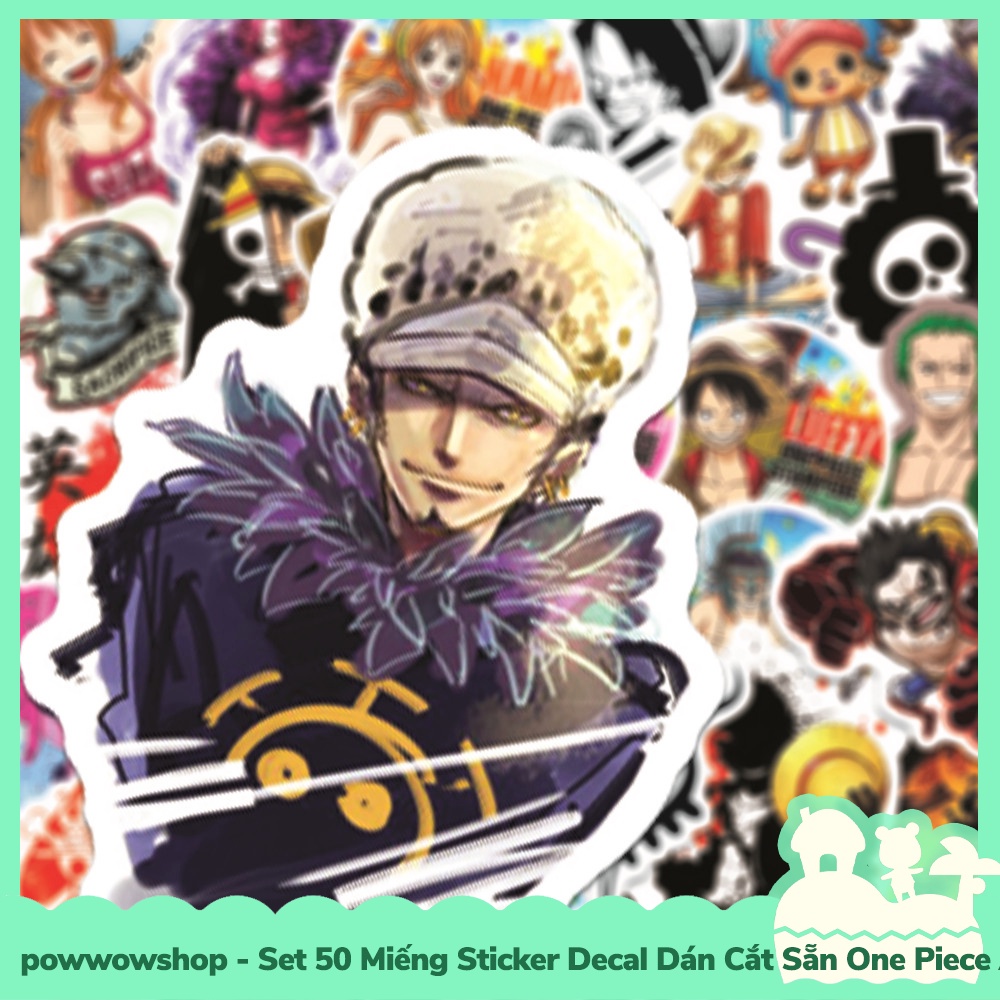 [Sẵn VN - Hỏa Tốc] Set 50 Miếng Sticker Decal Cắt Sẵn DIY Dán Trang Trí Vật Dụng Mẫu One Piece Anime Manga Fired