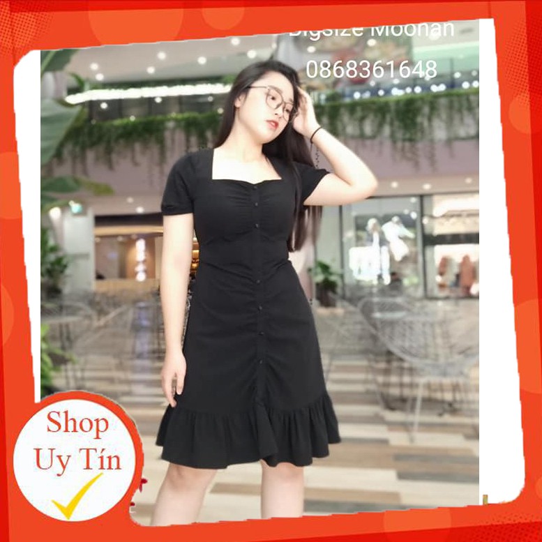 [FreeShip - Giá hủy diệt ]Đầm Bigsize, đầm ngoại cỡ rút dây cổ vuông vải co giãn, che mọi khuyết điểm