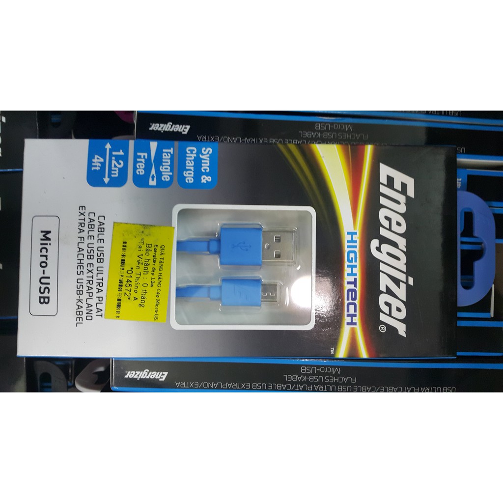 Cáp Micro USB Energizer - Dài 1.2m - Chính hãng