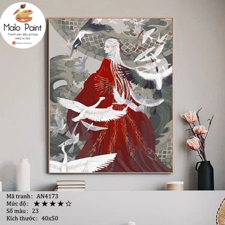 Tranh sơn dầu số hoá tự tô màu Tranh Mỹ nữ cổ trang