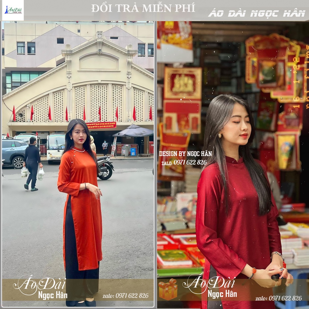 Áo Dài Cách Tân Nữ Dáng Suông Tay Dài Cổ Cao A46