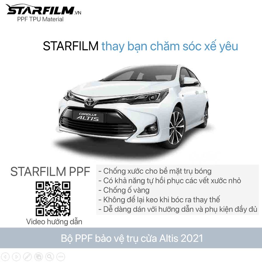 Bộ PPF bảo vệ chống xước trụ bóng STARFILM cho Toyota Altis 2019 ~ 2020