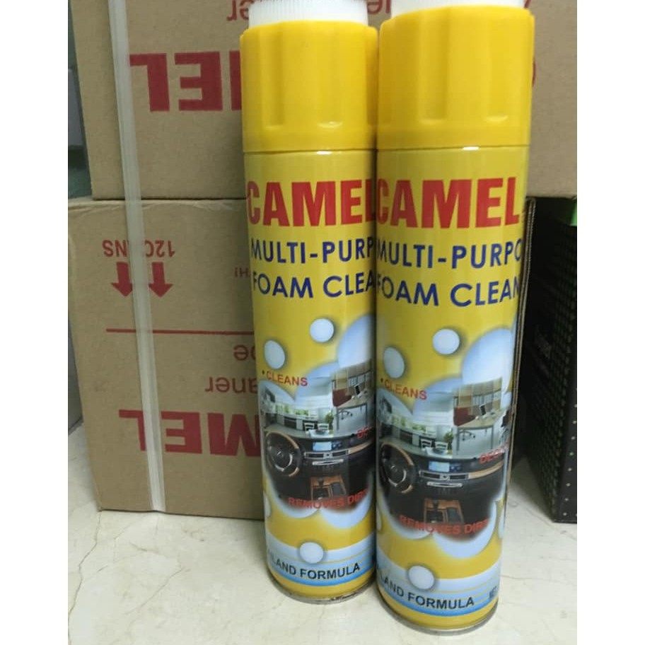 Chai tẩy nội thất ghế da,nỉ,máy tính,xịt bọt 1 thùng 12 chai CAMEL(Đầu bàn chải)