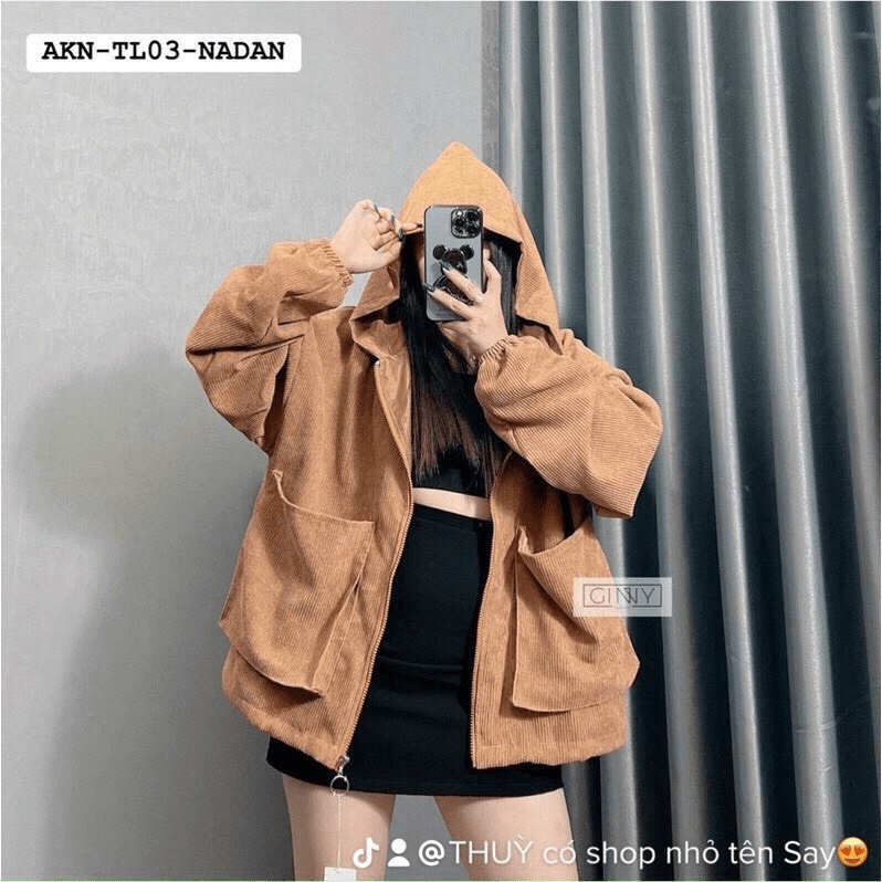 (HCM) ÁO KHOÁC NHUNG NỮ FORM RỘNG CÓ MŨ TRÙM ĐẦU SIÊU XINH , THỜI TRANG HÀN QUỐC NỮ TÍNH KOKO MI FASHION