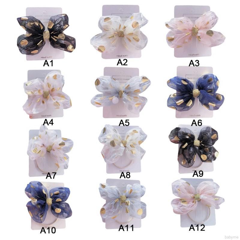 ♕ Babyme ღ  Baby Girls Leisure Durable Mesh Bow Hair Clip Hair Accessories