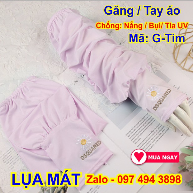 Găng tay áo vải lụa chống nắng, chống bụi chống tia uv cực tốt màu tím