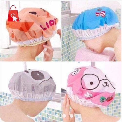 Mũ đội khi tắm chống thấm nước họa tiết hoạt hình dễ thương Jp1