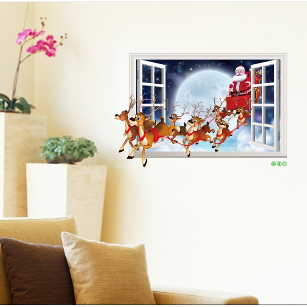 Decal dán tường Noel - Cửa sổ Đoàn Tàu Phát quà 02