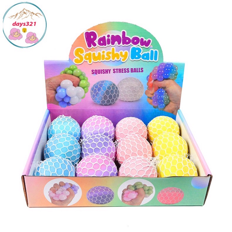Trứng Lưới Đổi 2 màu Slime Nho Trút Giận, Quả Bóng Lưới Slime Gudetama Squishy Mochi