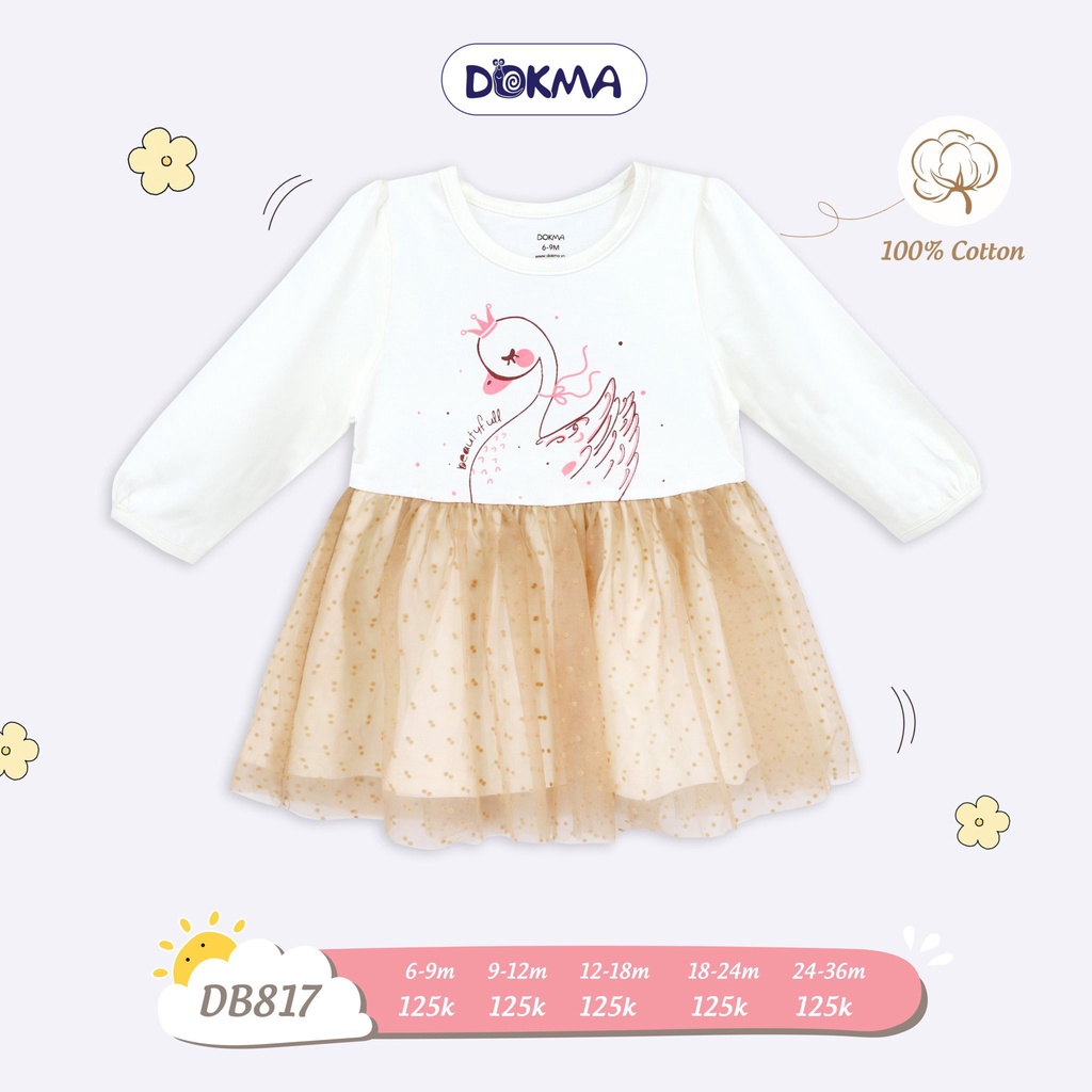 Dokma - Váy cotton bé gái dài tay 9-36M DB817