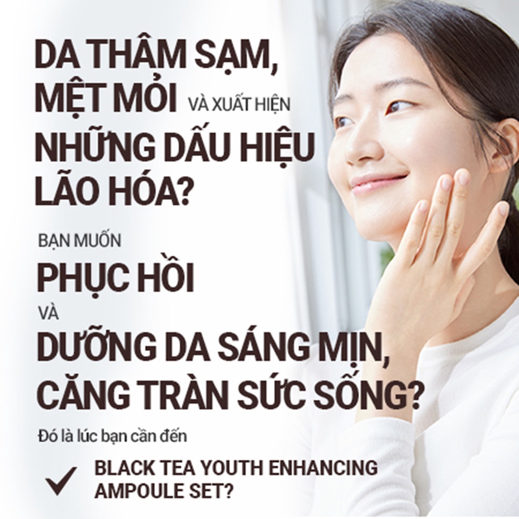 (Quà tặng) Bộ sản phẩm chống lão hóa trà đen Innisfree Black Tea Youth Enhancing Ampoule Set