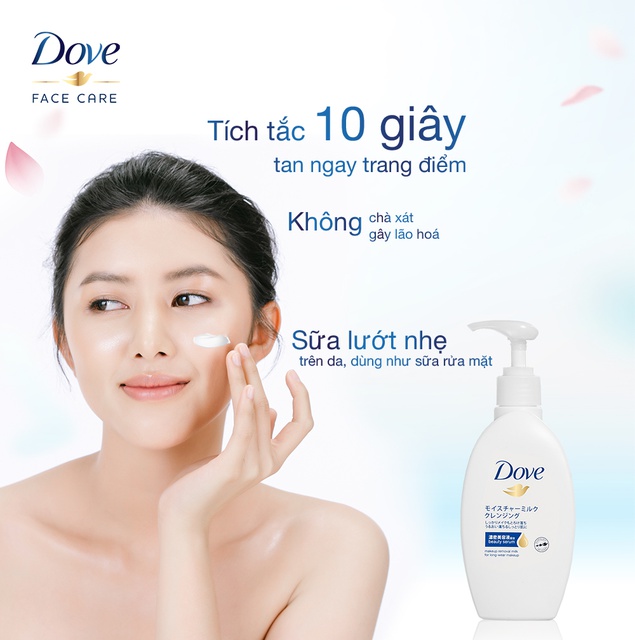 Sữa Tẩy Trang Dove Tinh Chất - Serum Làm Sạch Lớp Trang Điểm Lâu Trôi 195ml