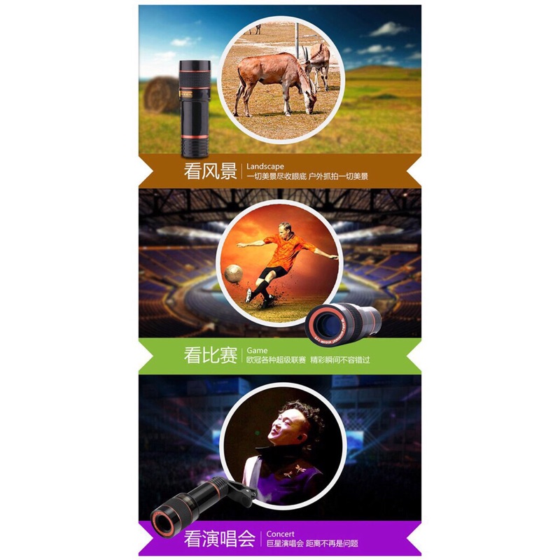 Ống kính phóng đại gấp 8 lần cho điện thoại tiện dụng