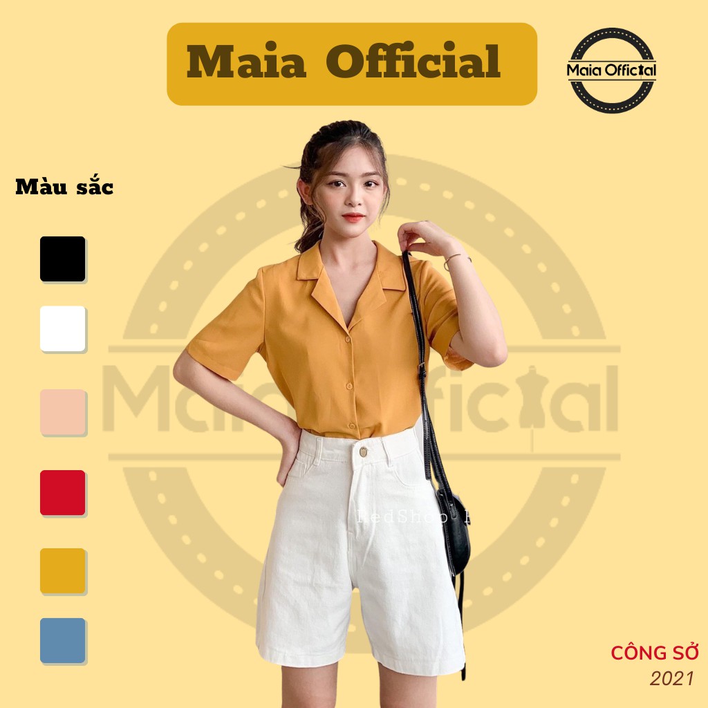 Áo sơ mi công sở cổ Vest Maia Official (5 màu), cộc tay, chất voan lụa hàn, Unisex tinh tế, lịch sự sang trọng