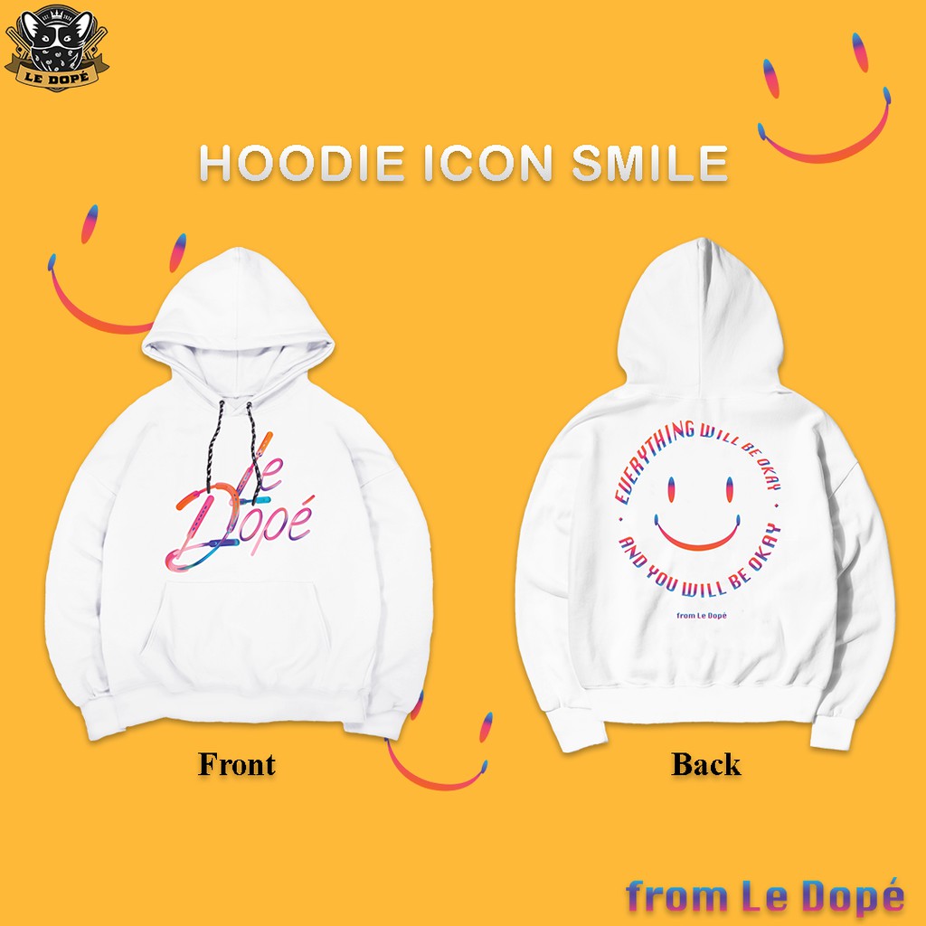 [Siêu Sale] [Chính hãng] Áo khoác Hoodie Le Dopé - hoạt tiết mặt cười