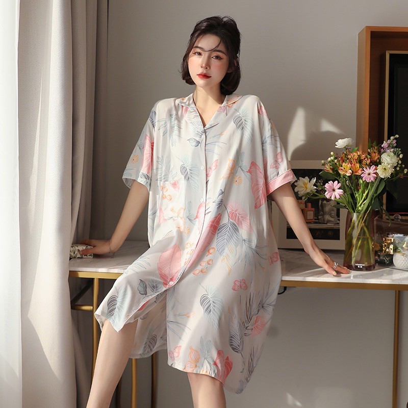 Đầm Ngủ Pijama Tay Lỡ Dáng Dài Thun Thái Mềm Mại Form Rộng Thoải Mái | BigBuy360 - bigbuy360.vn
