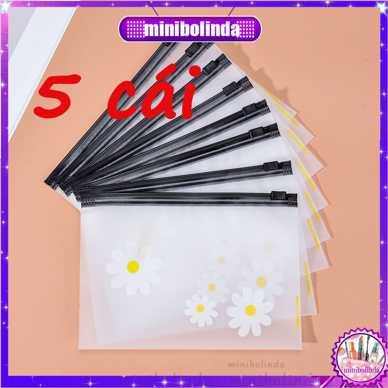 5pcs Túi đựng bút trong suốt hình hoa cúc học sinh