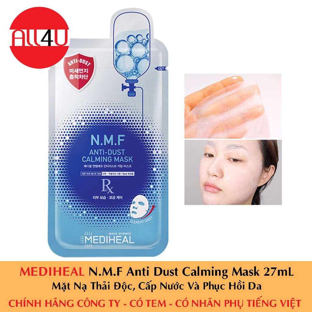 [TEM MEDIHEAL] Mediheal N.M.F Anti Dust Calming Mask 27mL - Mặt Nạ Thải Độc, Cấp Nước Và Phục Hồi Da