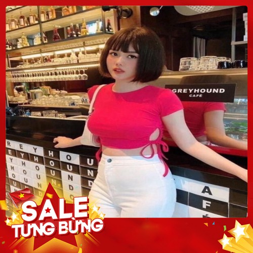 -HÀNG NHẬP KHẨU Áo croptop rút dây hở eo chất thun borip cao cấp chuẩn hàng shop Liên hệ mua hàng 084.209.1989