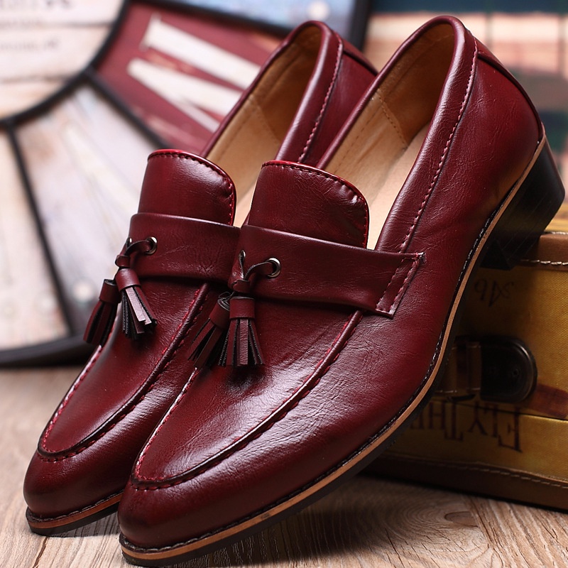 Giày Lười Phối Tua Rua Chất Liệu Da Thời Trang Cho Nam Size 37-48