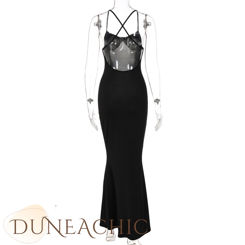 DUNEA Đầm hai dây hở lưng thời trang gợi cảm dành cho nữ