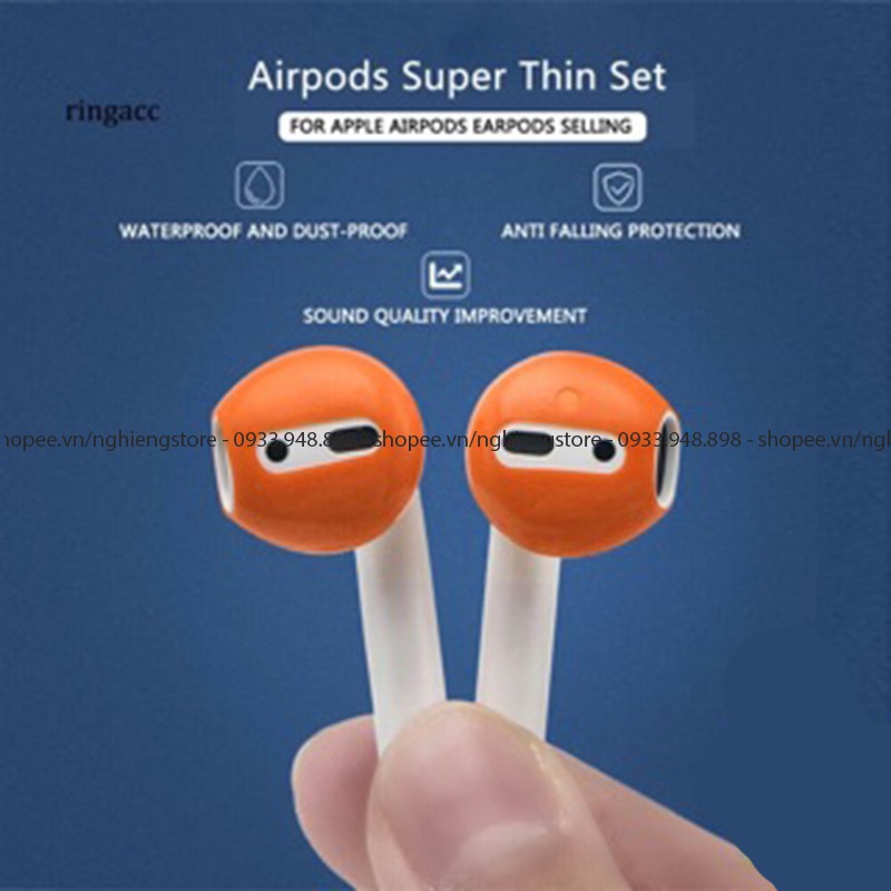 Bộ 2 Nút Đệm Tai Bằng Silicon Chống Trơn Trượt , chống bẩn Cho Tai Nghe Airpods 1/2/pro