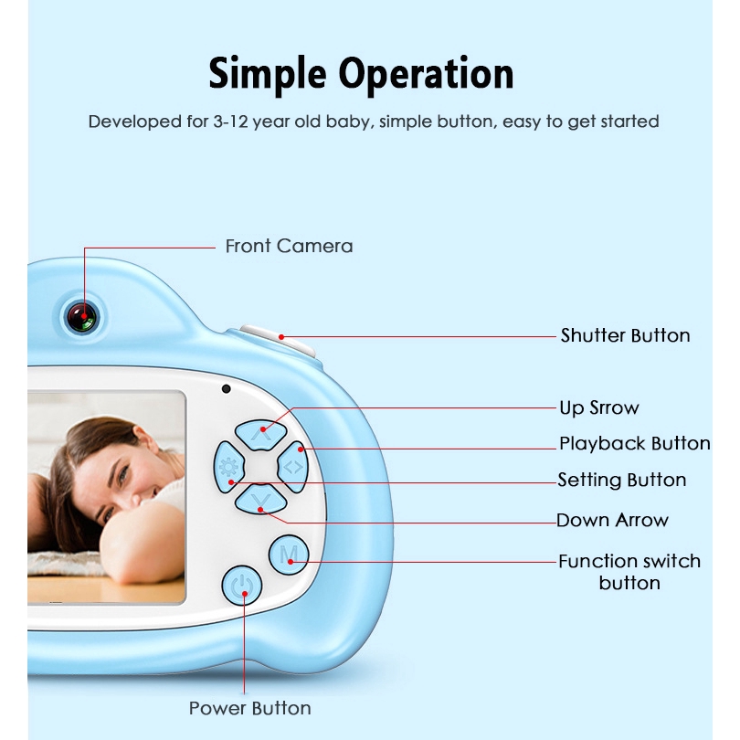 Máy quay video kỹ thuật số 1080P dễ thương cho trẻ em | BigBuy360 - bigbuy360.vn