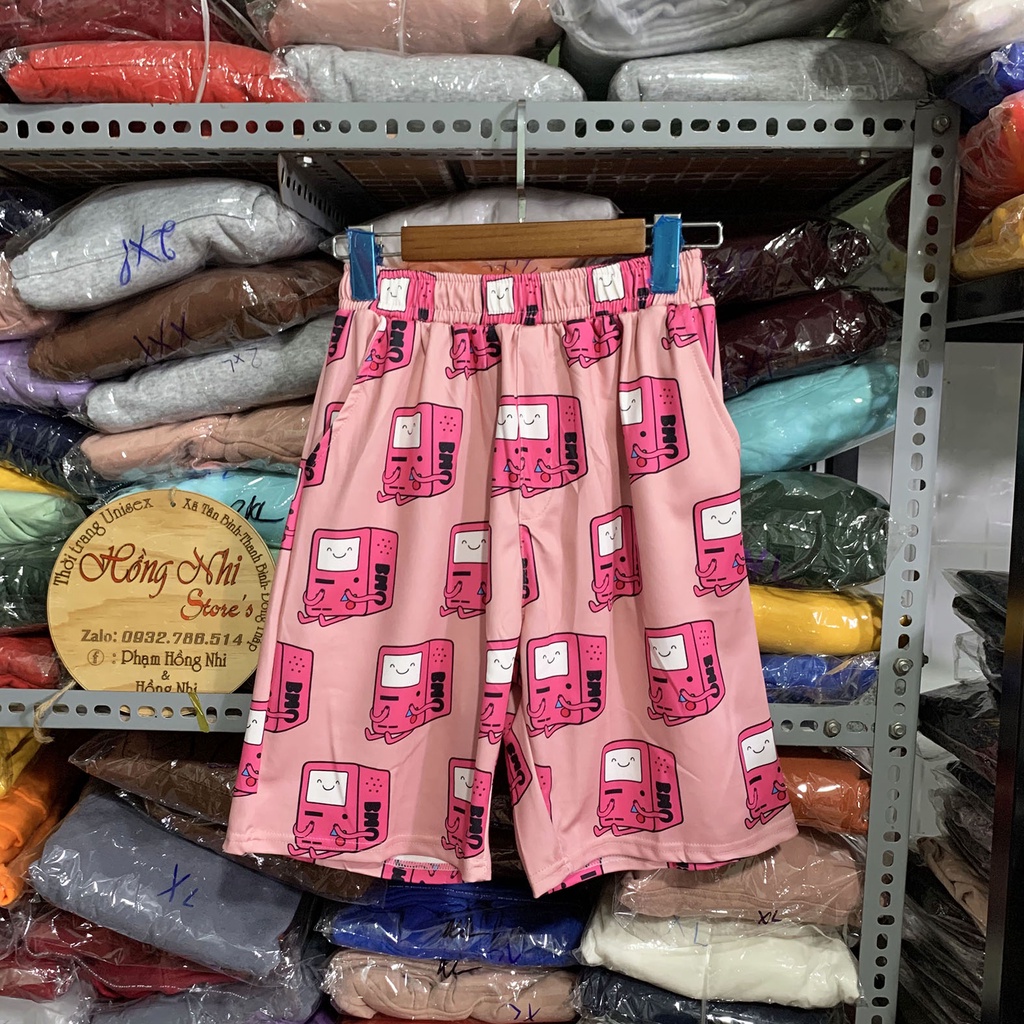 Quần Đùi Hoạt Hình Hộp BMO Hồng Short Cartoon Oversize Ulzzang Unisex Dáng Rộng - MM
