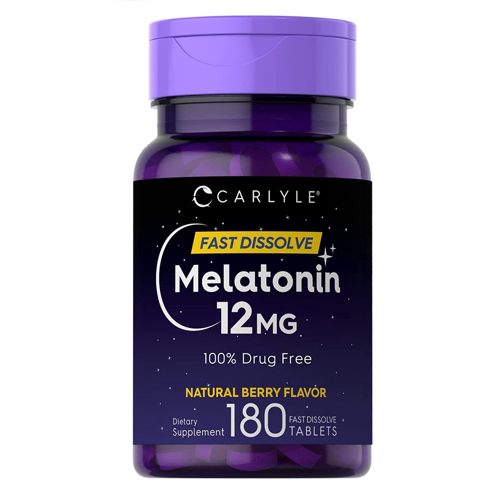 Carlyle Melatonin 12mg fast dissolve - Viên uống hỗ trợ ngủ ngon 180 viên