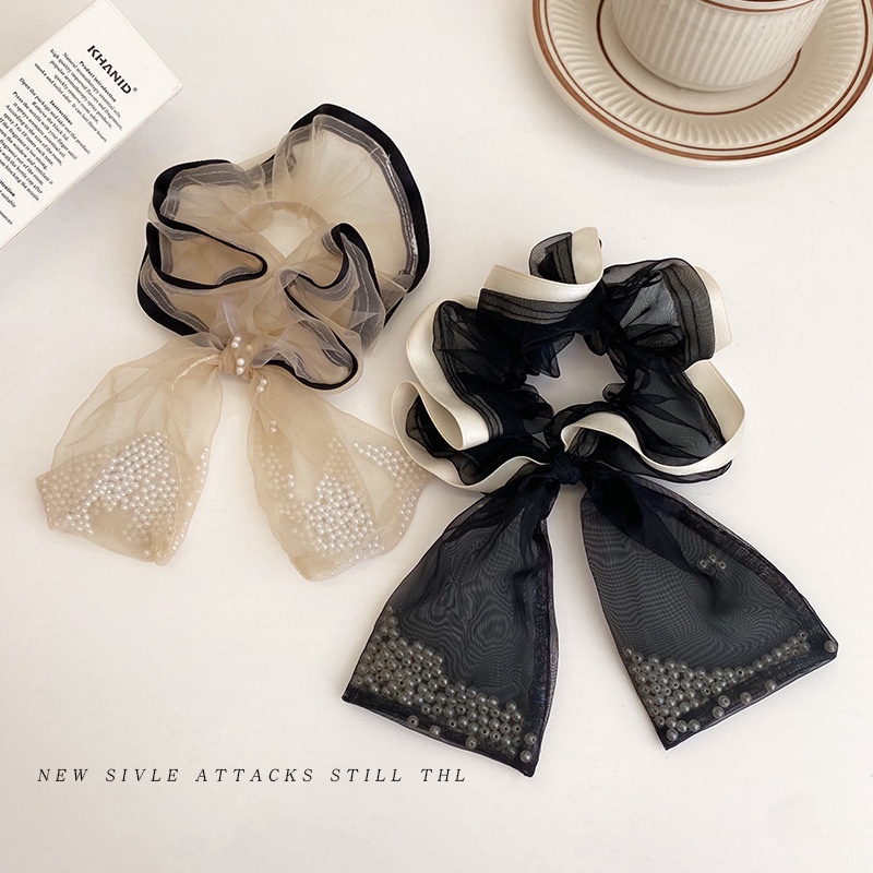 Dây Cột Tóc Lưới Đính Ngọc Trai Nhân Tạo Thời Trang Hàn Quốc